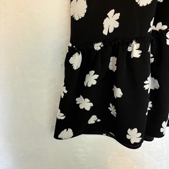 KARL LAGERFELD PARIS womens black white Floral-Print Crepe Dress midi size 6 - Picture 7 of 12